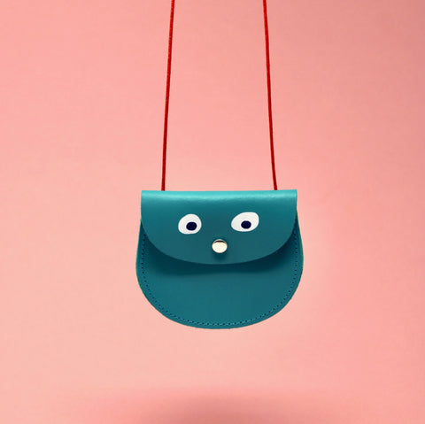 Googly Eyes String Purse - turquoise