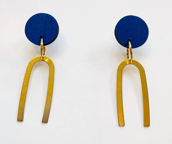 Mouse blue & brass dangle