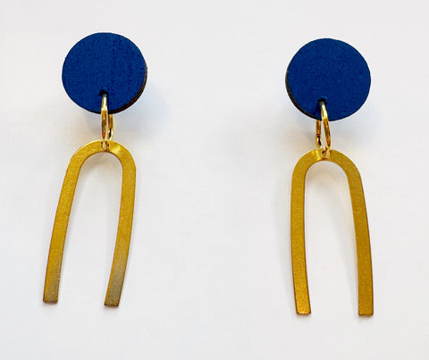 Mouse blue & brass dangle