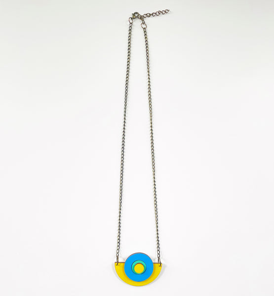 Luna mint, blue & yellow necklace