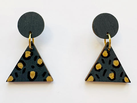 Ding grey & gold leopard print plywood dangle