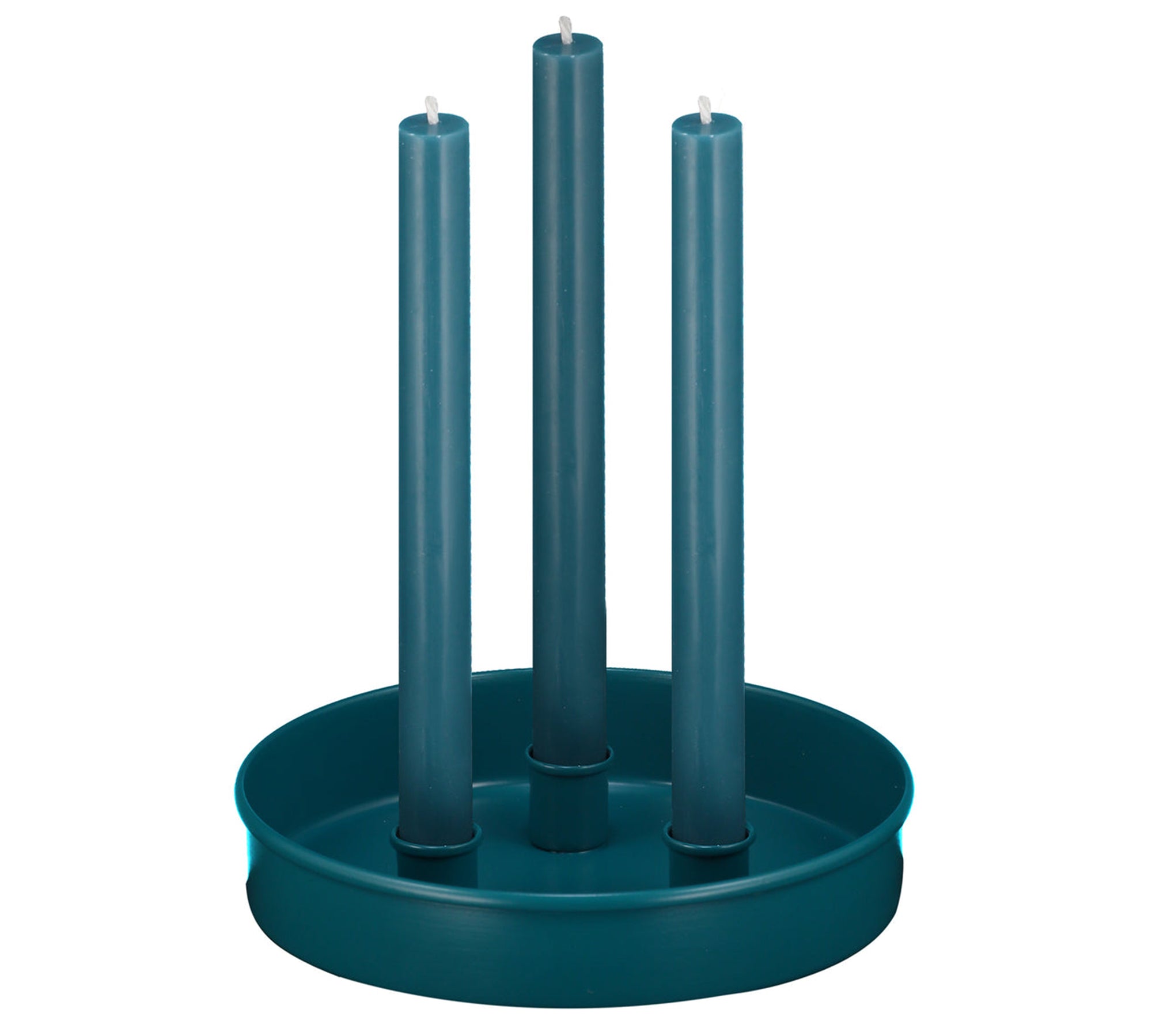 Metal Candle Platter - Petrol Blue