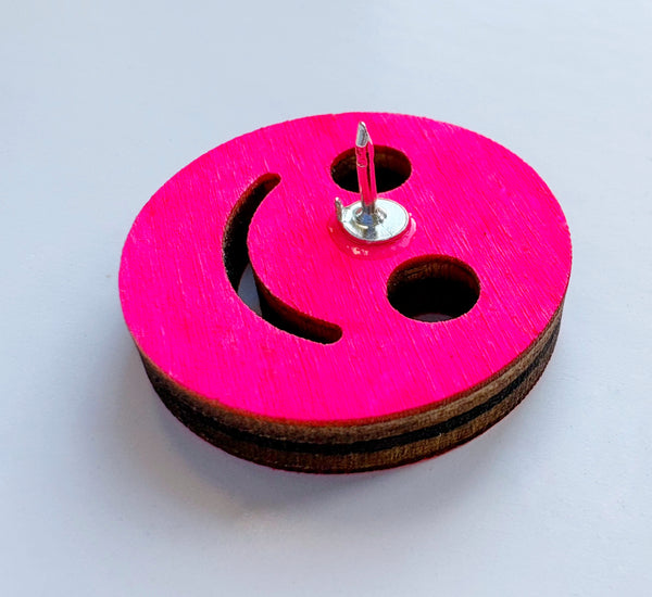 Smiley pink pin brooch