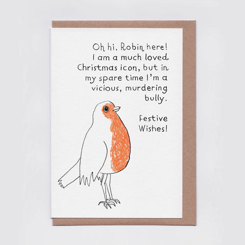 Murdering Bully Robin Christmas card