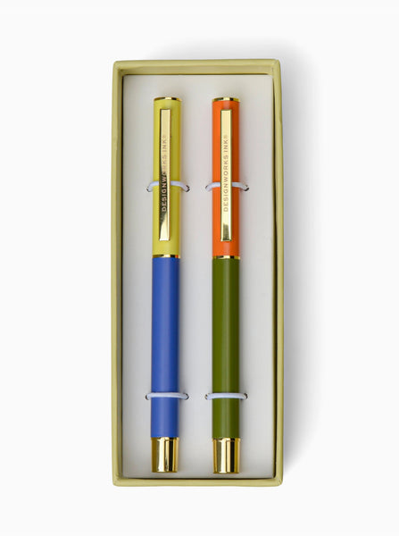 Colour Block Pen set - Cobalt, Green and Orange