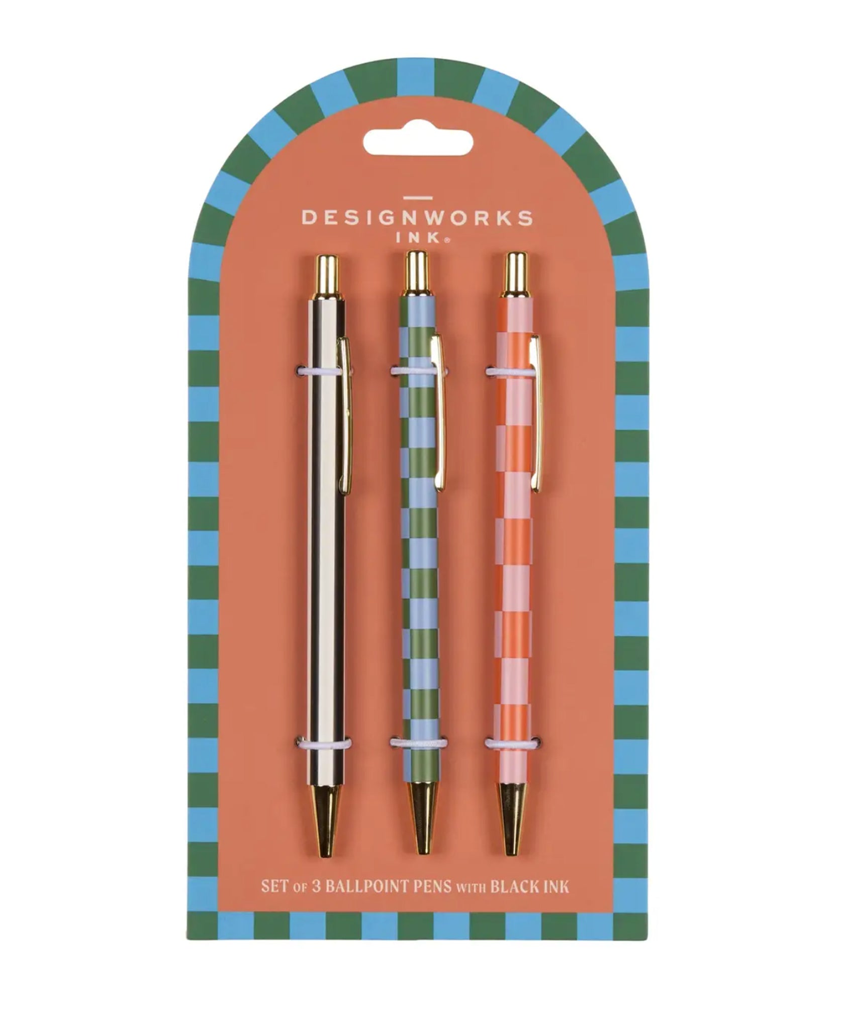 Three Pen Set - Stripes and Checks