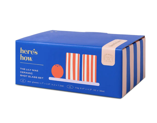 Ceramic Tequila Shot Glass Set - Poppy and Lilac