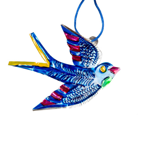 Blue swallow tin decoration