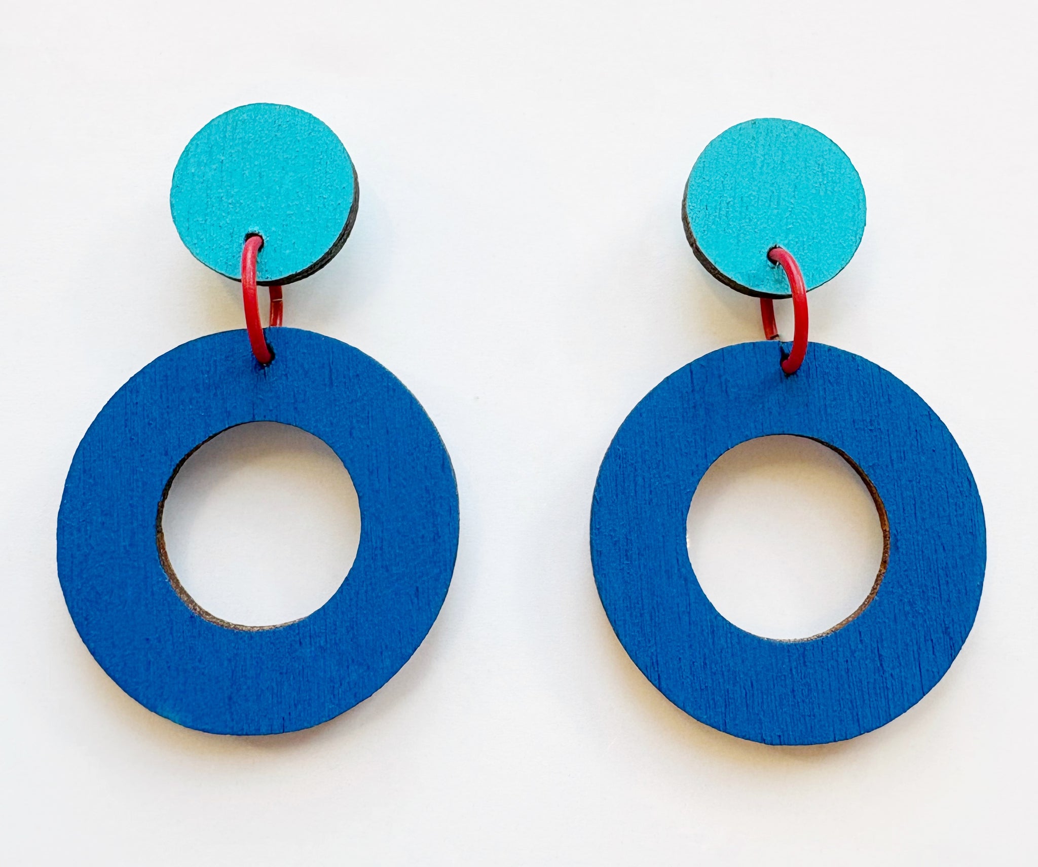 Patty bright blue & dark blue plywood dangle