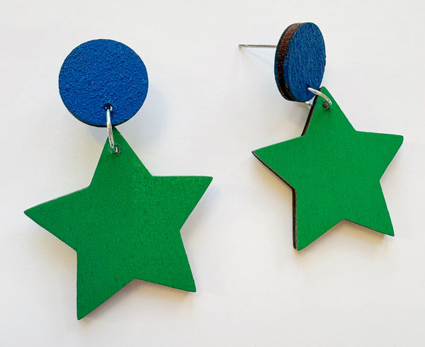 Star green & blue plywood dangle