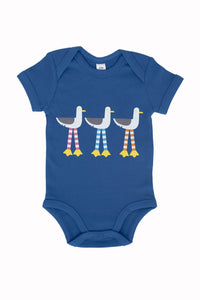 Oscar The Seagull babygrow in royal blue