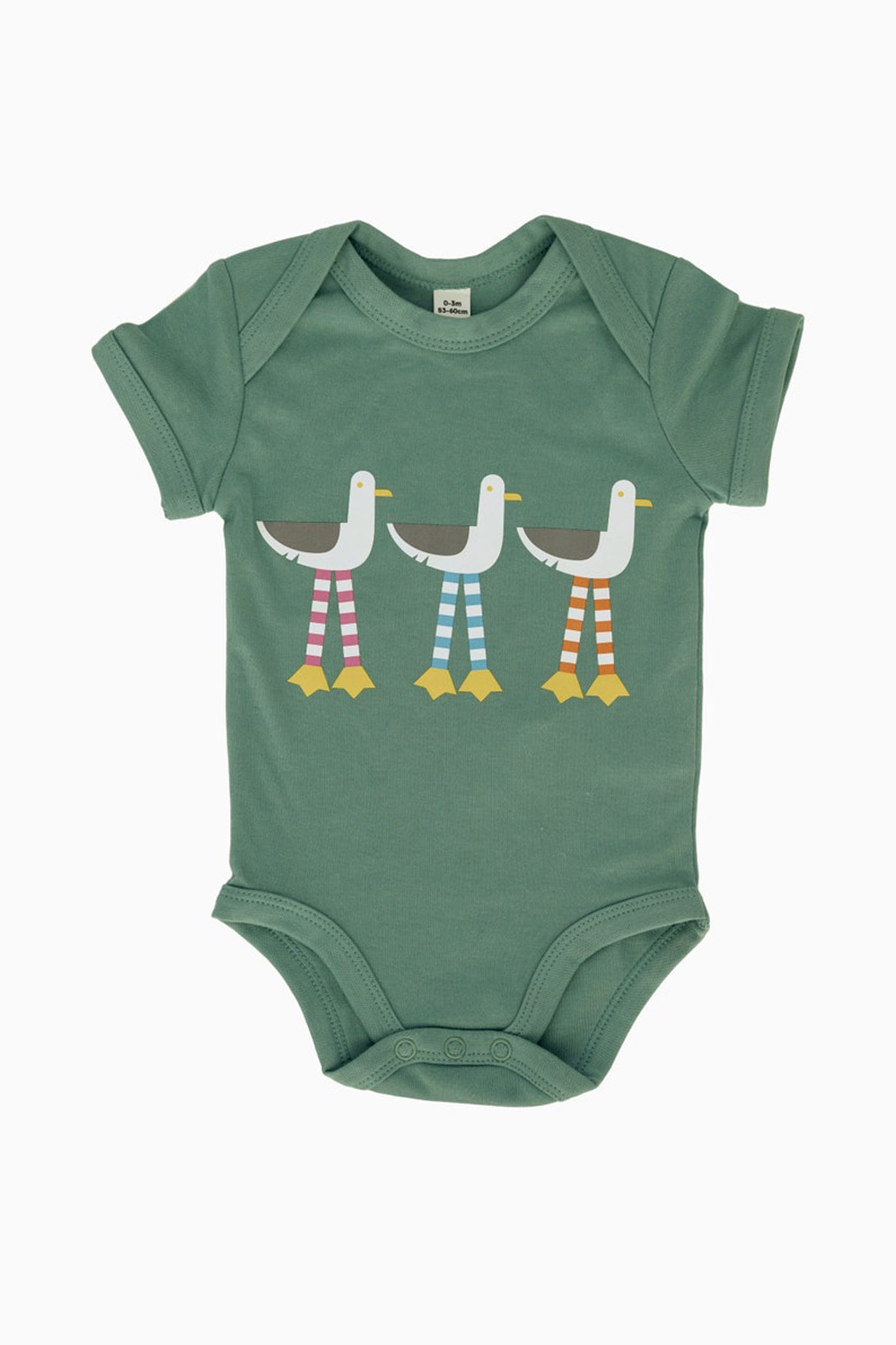 Oscar The Seagull babygrow in sage green