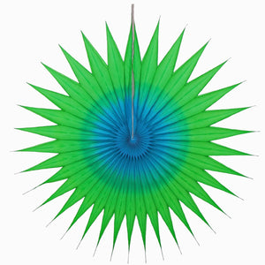 Two Tone Pointed Fan - grass and azure