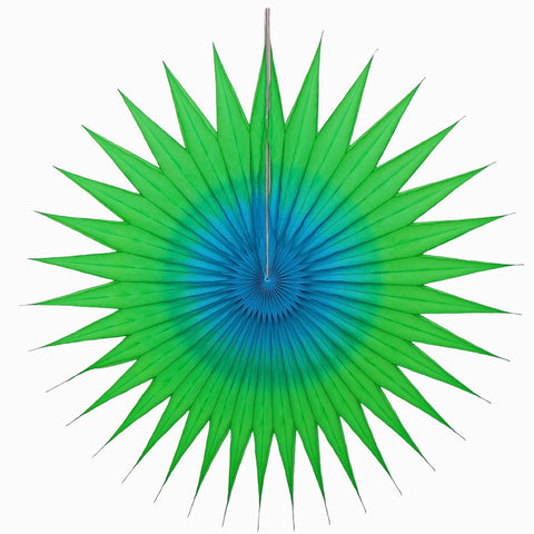 Two Tone Pointed Fan - grass and azure