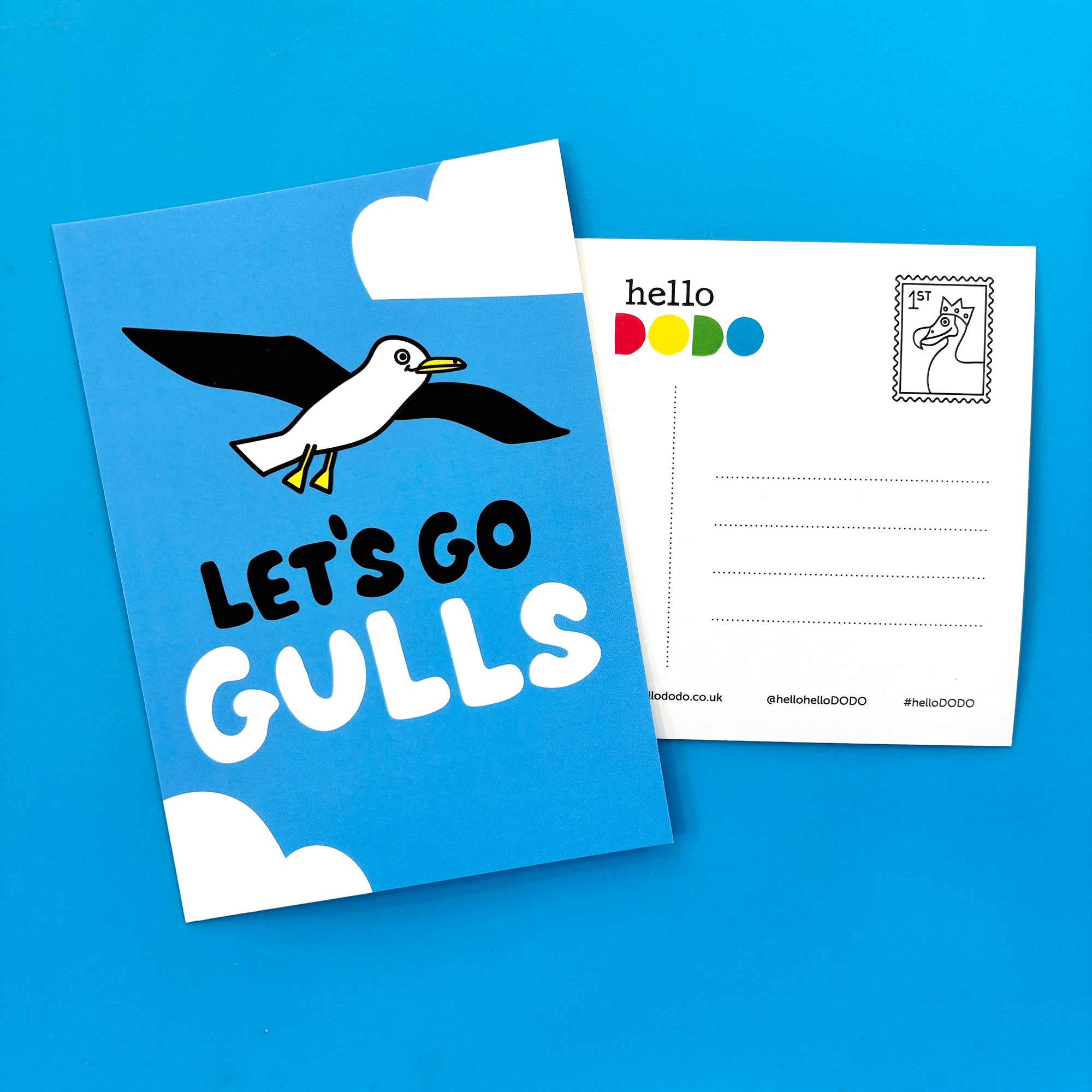 Lets Go Gulls postcard