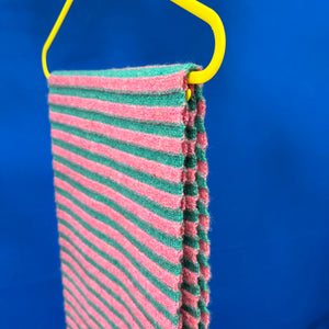 Lambswool Ripple Scarf - pink and teal