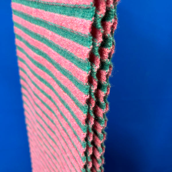 Lambswool Ripple Scarf - pink and teal