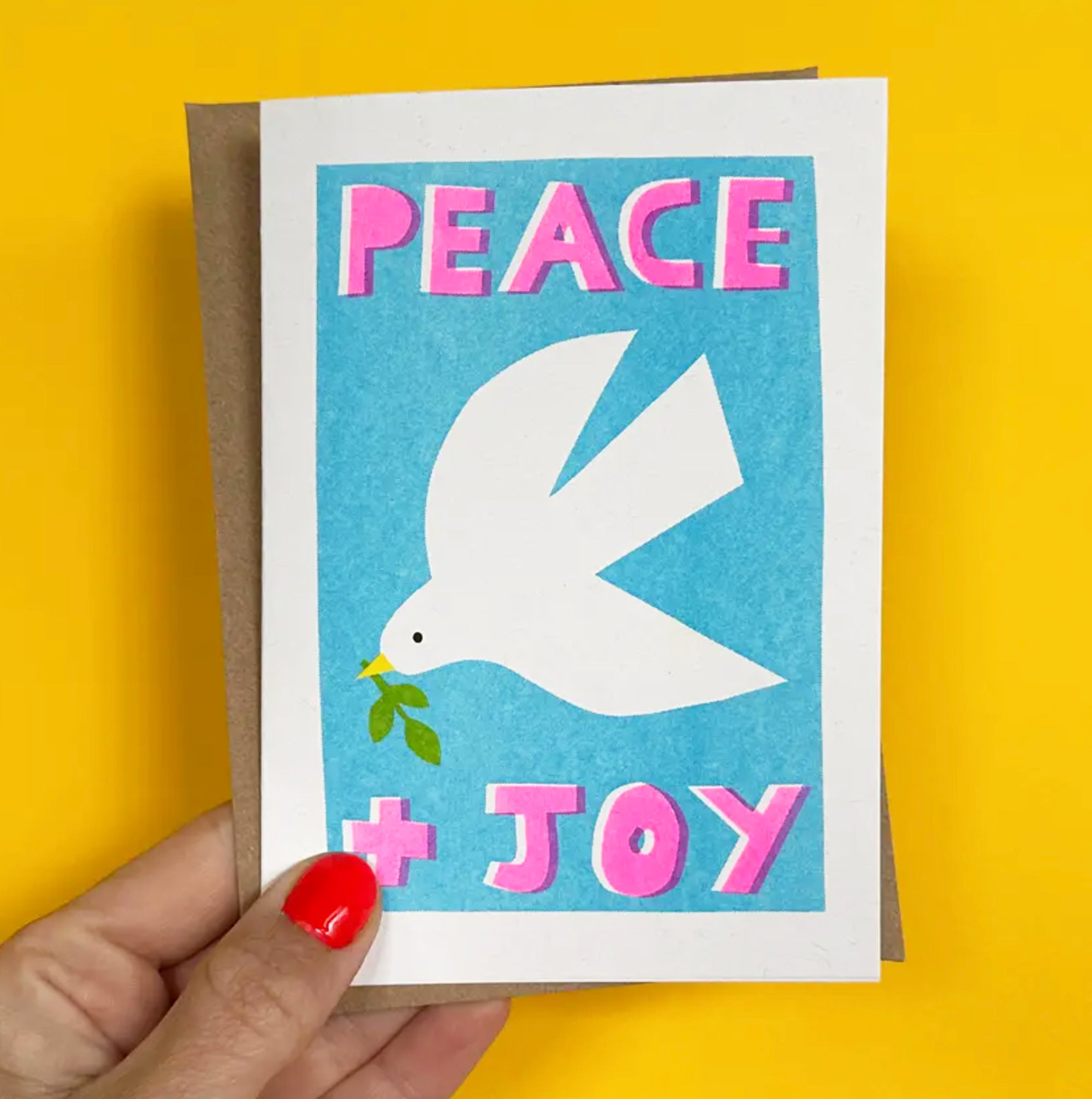 Peace and Joy Dove Christmas card