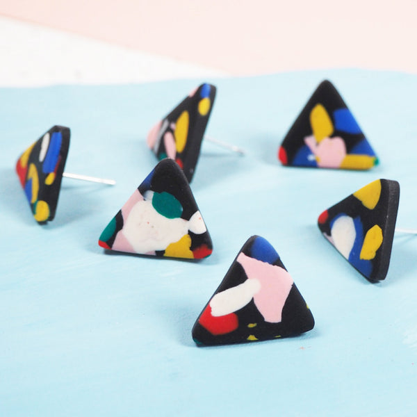 Waste Not black triangle stud earrings