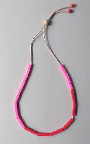 Colour Block Necklace - red and flouro pink