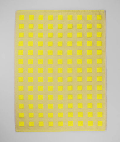 Squares Yellow & Oat tea towel