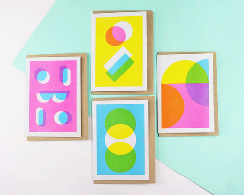 Shapes Risograph cards 4 pack