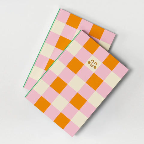 Gingham Orange and Pink notebook