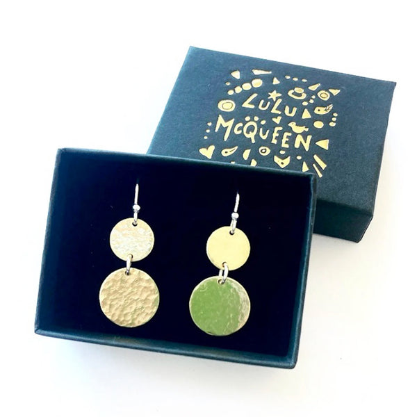 Brass Disc Dangle Earrings - Inspired 