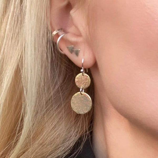 Brass Disc Dangle Earrings - Inspired 