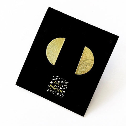 Brass semi circle stud earrings