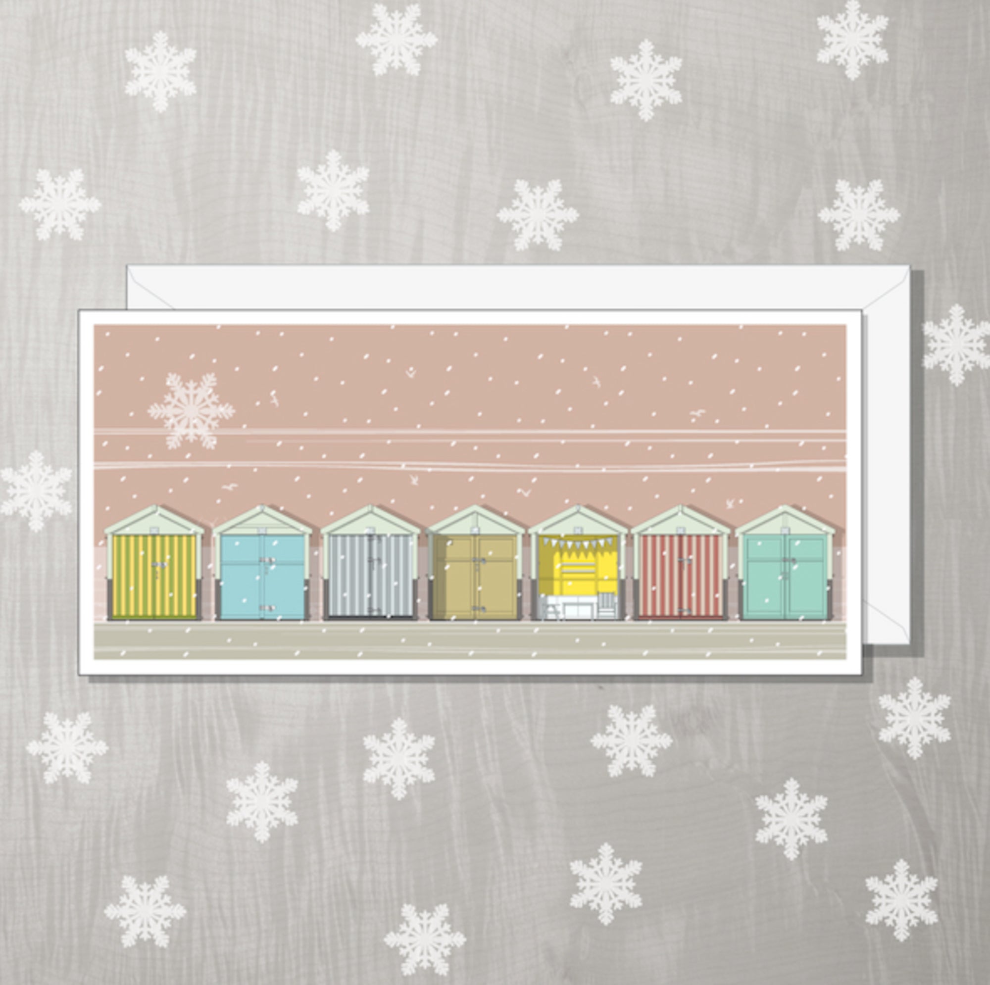 Beach Huts Christmas card