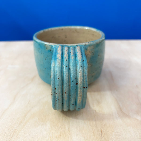 Short Blue Smiley Mug