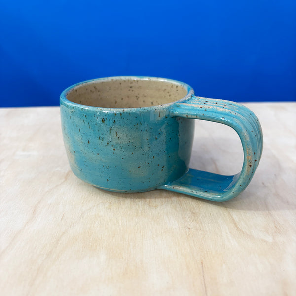 Short Blue Smiley Mug