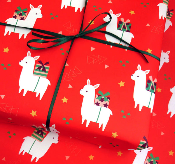 Llama Christmas wrapping paper