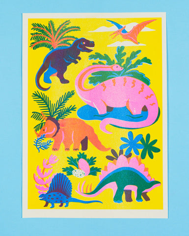 Dinosaurs A3 riso print