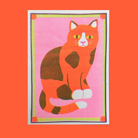 Patchy Cat A5 riso print