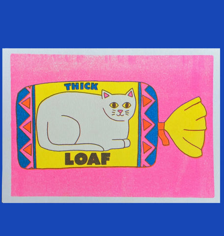 Thick Loaf Cat A5 riso print