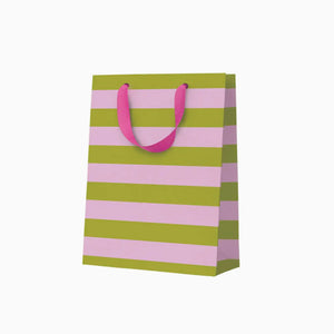 Green and Pink Stripe small gift bag