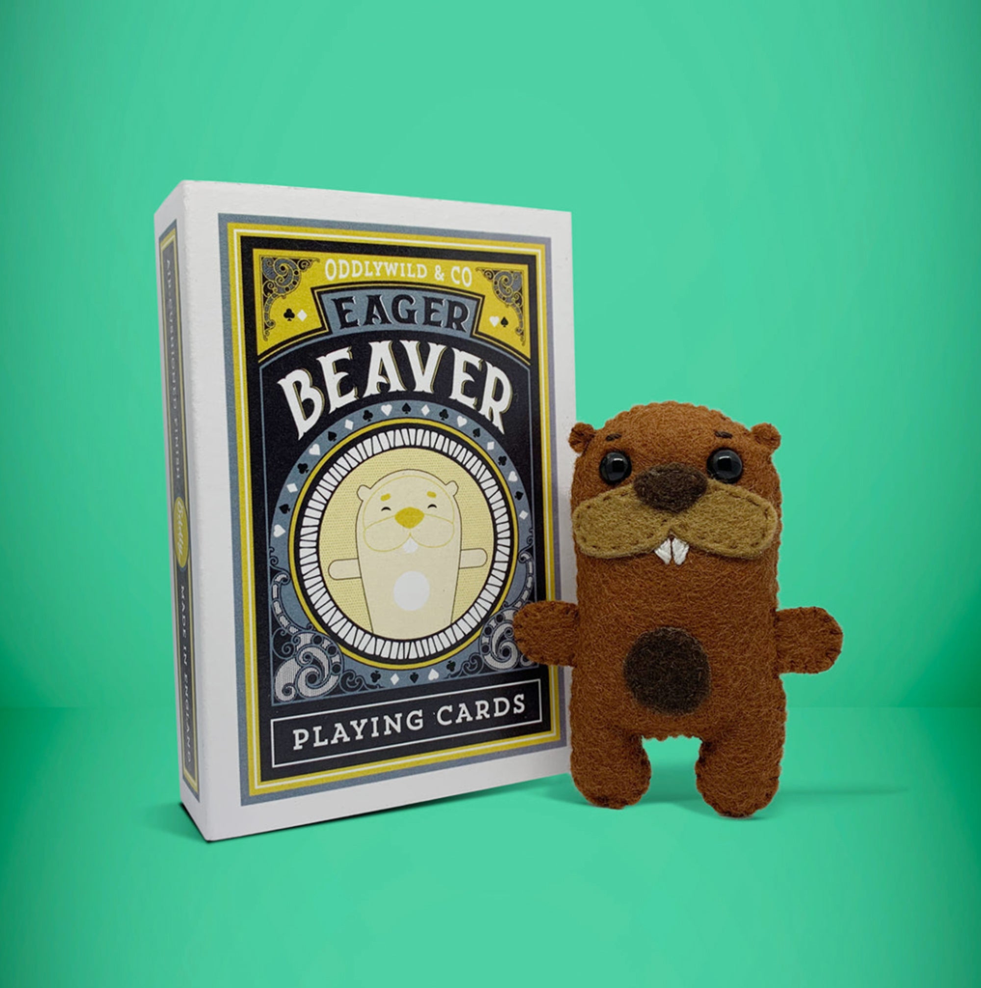 Felt beaver in a box