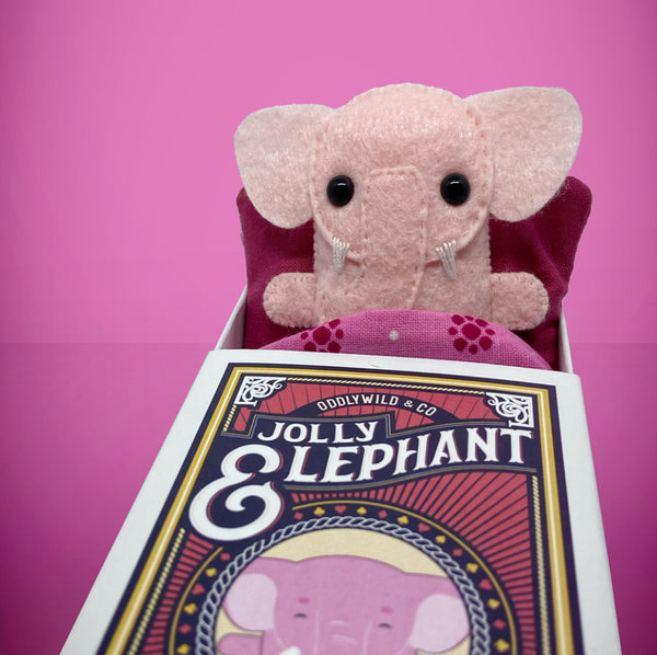 Felt Pink Elephant in a box