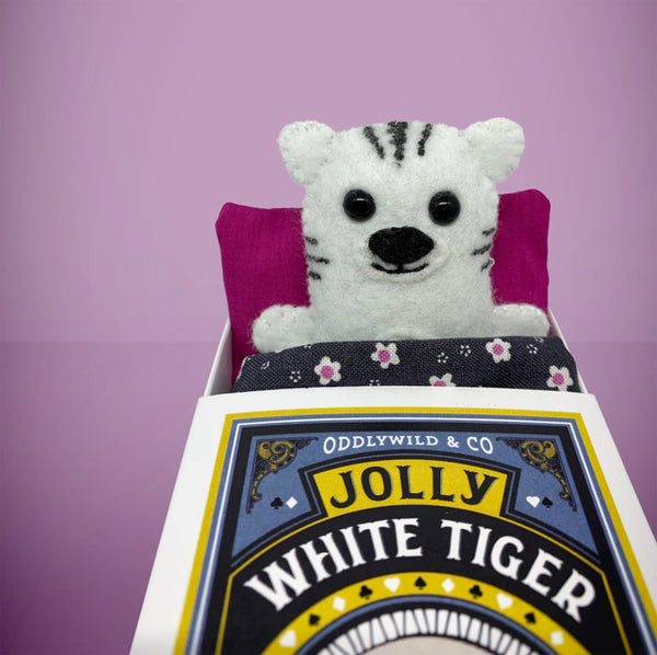 Felt white tiger in a box