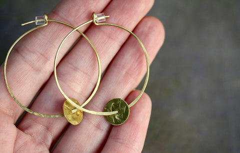 Large brass hoops with brass disc