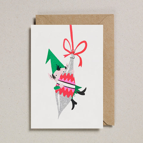 Bauble Elf Christmas card