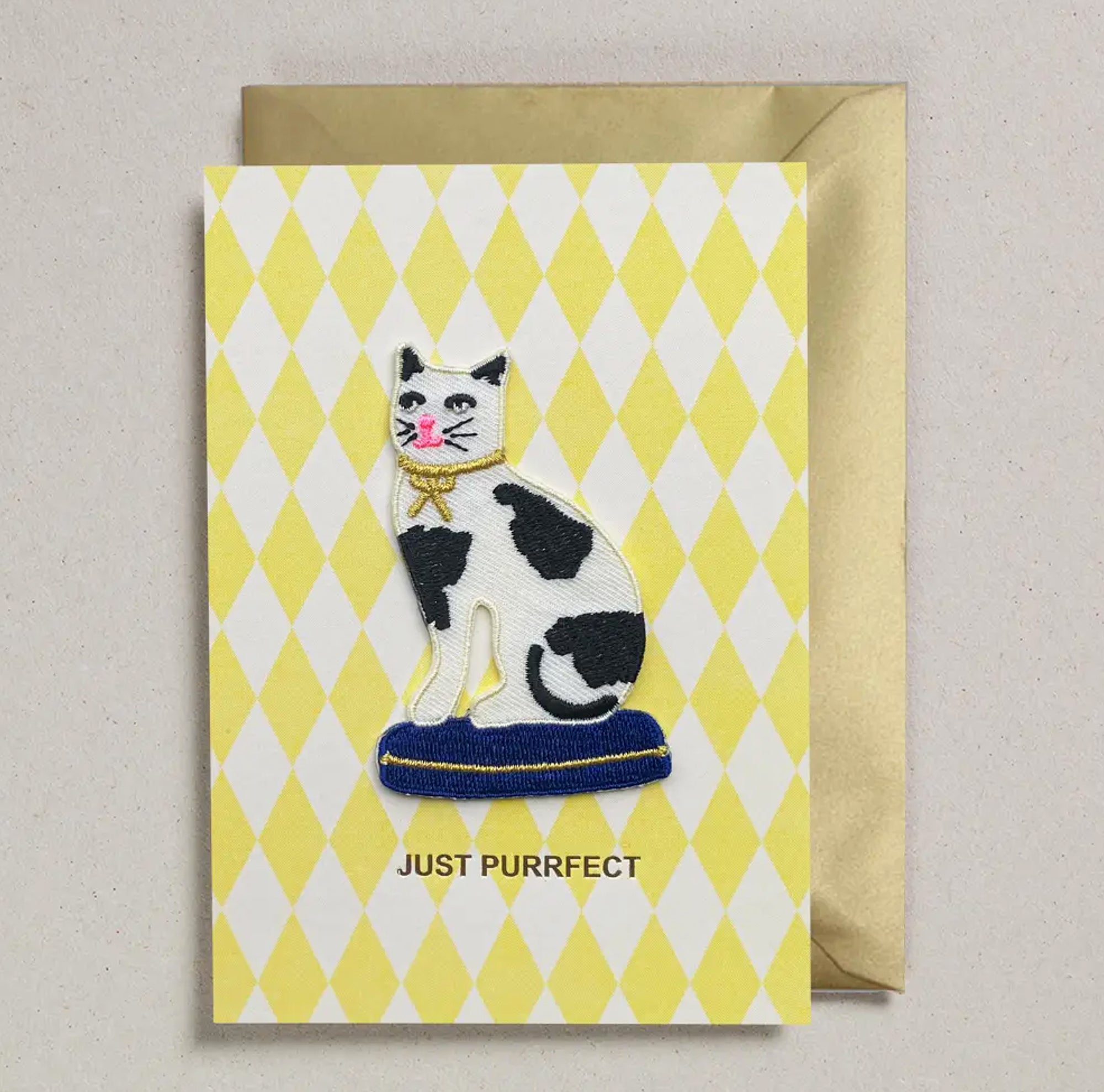 Just Purrfect Cat iron on patch Valentines card