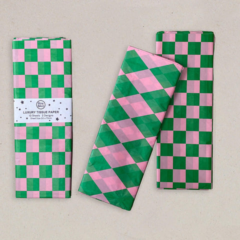 Luxury tissue paper - Green and pink
