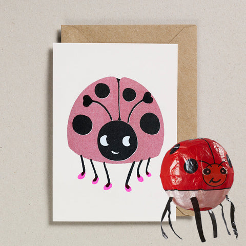Ladybird paper balloon card
