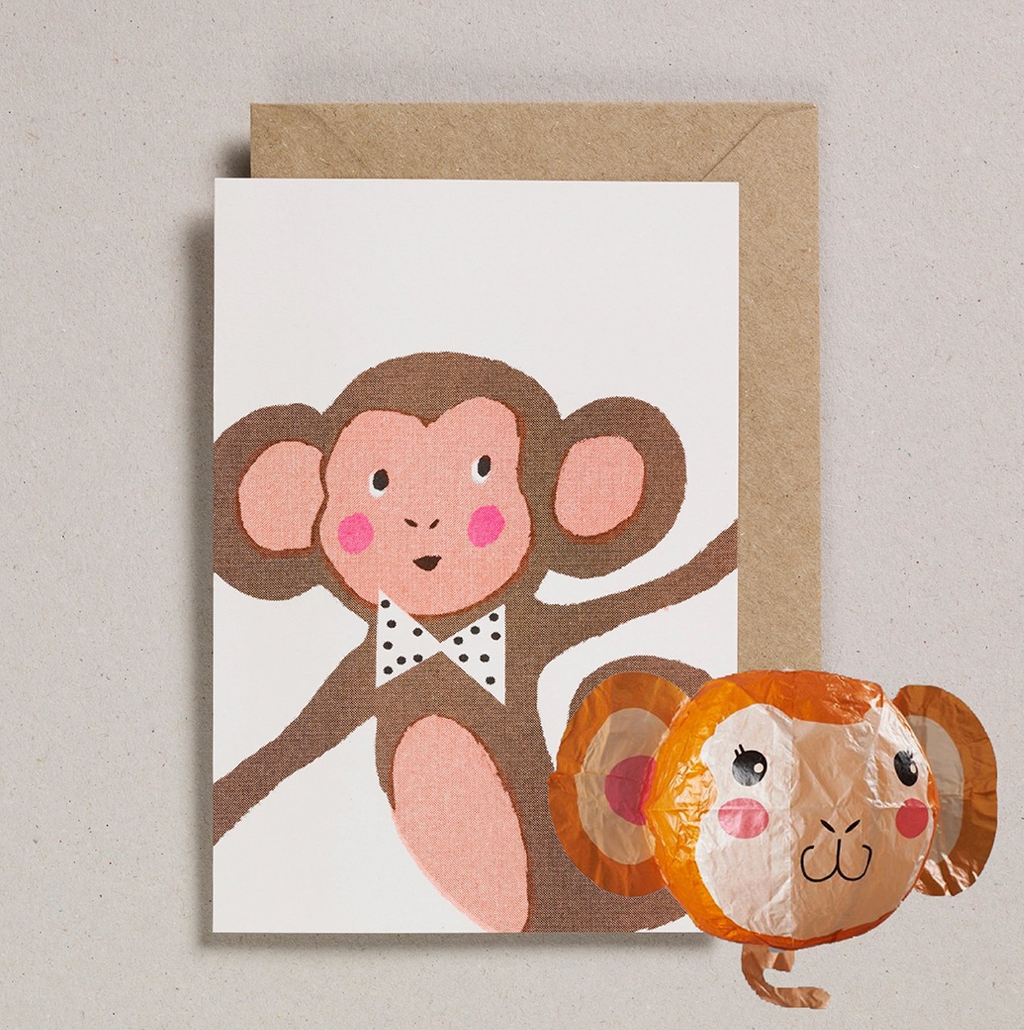 Monkey paper balloon card