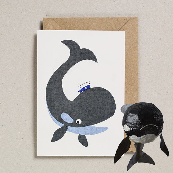 Whale paper balloon card
