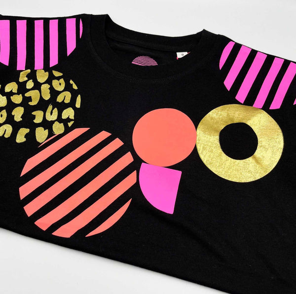 Geometric hand printed t-shirt - black