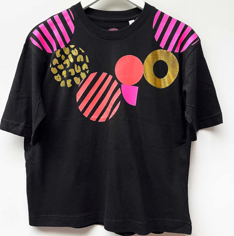Geometric hand printed t-shirt - black